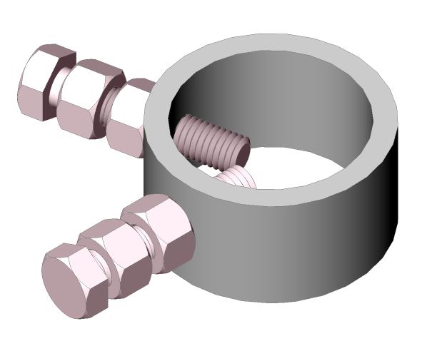 Aluminium stay-bar adjustable securing collar – 25mm x 48.4mm O.D x 39mm I.D. – incl. securing bolts