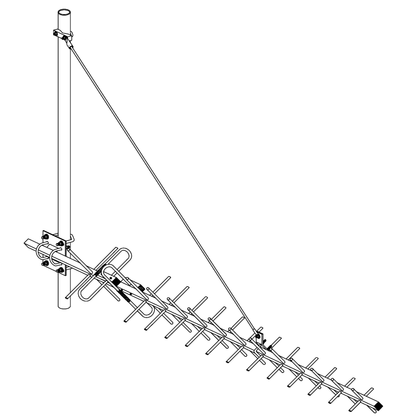 Single strut kit, suits cross polarised Yagi antenna or dual polarised Yagi antenna, 25mm RHS booms – incl mounting – 1.5m