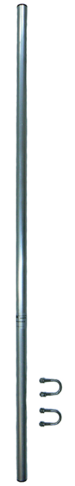 Aluminium mount pole with 2 x 25mm x 48mm U-bolts – 1.1m x 25mm O.D. tube