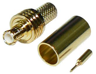 MCX male crimp connector for MIL-SPEC RG58 coaxial cables, DC-6 GHz, 50 Ohms – gold plated