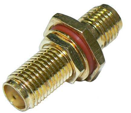 SMA female to SMA female bulkhead adaptor, intra-series, DC-18 GHz, 50 Ohms – gold plated