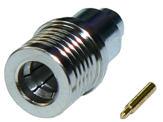 QMA ‘quick-lock’ straight male solder-type connector for RG402/U semi-flexible FEP jacket coaxial cable, 50 Ohms – nickel plated